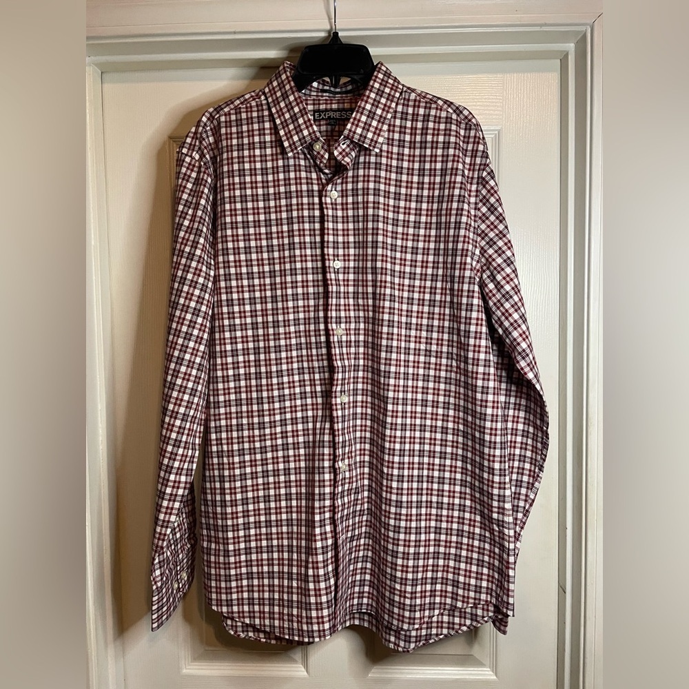 Express Red and White Casual Button Down Shirt xl